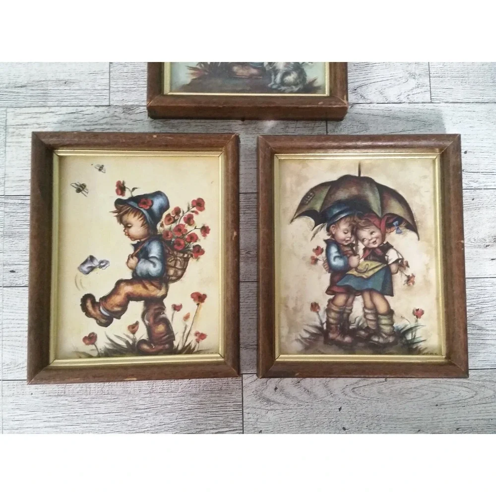 Vintage‎ Evans Framed Wall Hummel Goebel Set of 3 Intercraft Kids Boys Girls